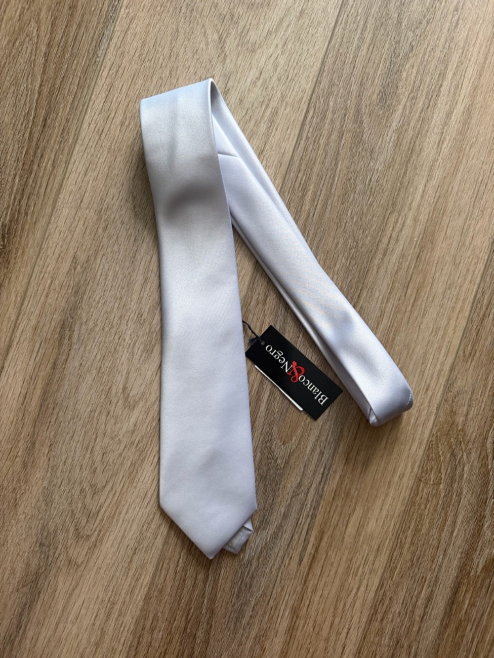 Solid silver necktie satin-finish